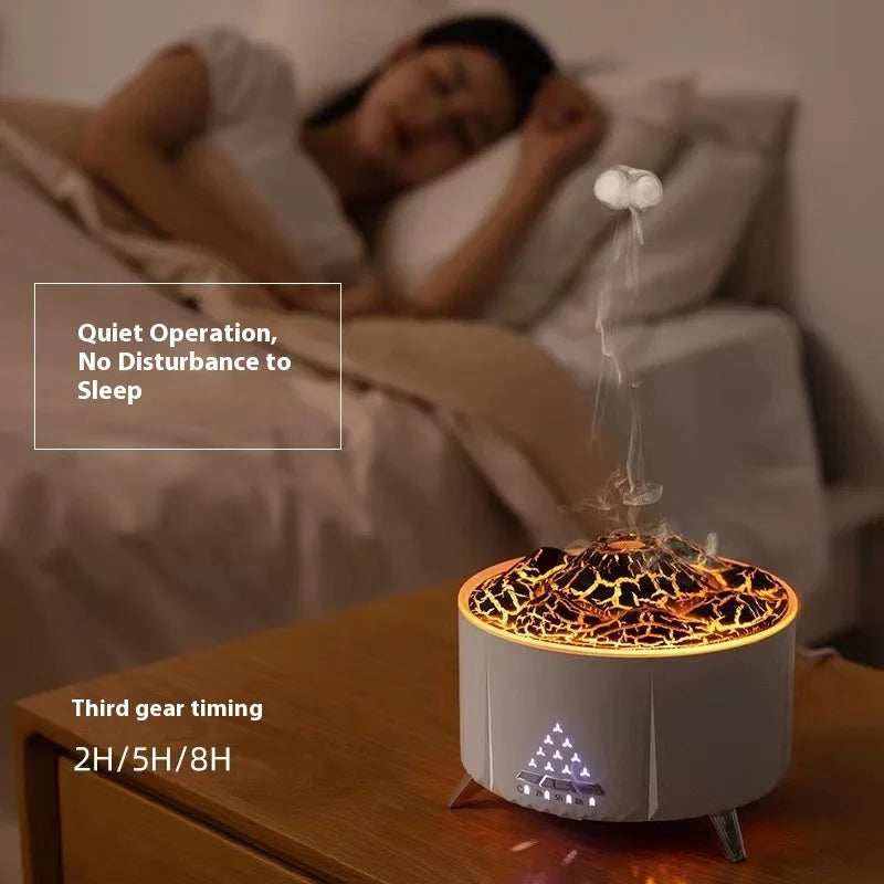 White Noise Volcanic Lava Humidifier Creative Flame Aromatherapy Machine Desktop Simulation Jellyfish Smoke Ring for Relaxation