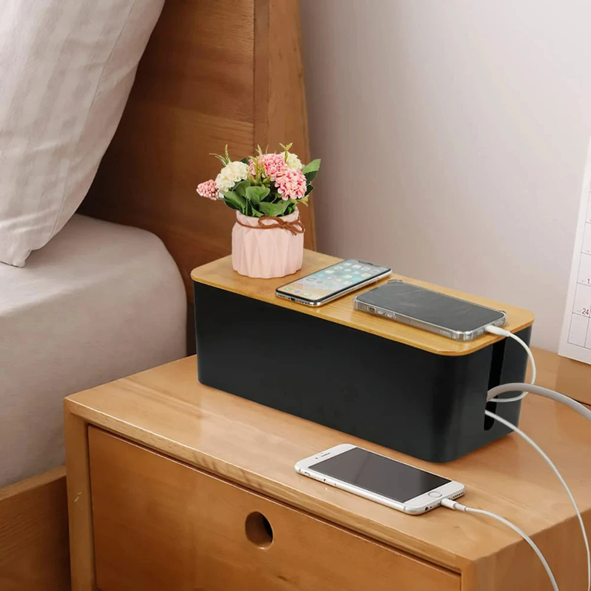 Kabelbox Holz Kabel-Organizer
